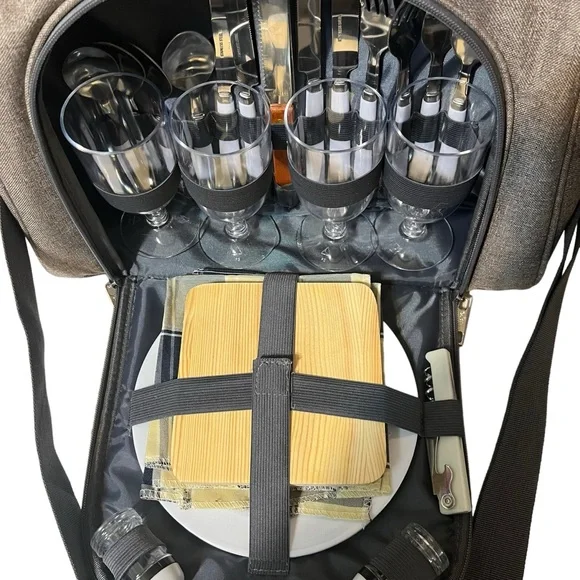 NWOT California Picnic All-in-One Shoulder Insulated Bag 4-Piece Cutlery Cheese! - Picture 5 of 15